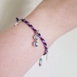 Purple woven Bracelet with Charms